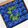 HAOSHICS 25 fiori artificiali, rose finte con gambo per bouquet da sposa, San Valentino, baby shower, feste, home office hotel (blu reale)