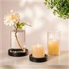 NUPTIO Lanterna Vetro In Legno: Set di 2 Nero Cilindro Con Fondo Vaso Grandi Candele A Colonna Portacandele Decorazione Tavolo Natale