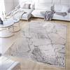 TAPISO Crystal Tappeto Pelo Corto Lucido Effetto 3D Design Moderno Motivo Floreale Foglie tonalità Oro Grigio Scuro Bianco Soggiorno Sala Camera Cameretta Oeko-Tex 160 x 220 cm
