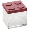 OMADA Contenitore Mattoncino per Alimenti da 500ml con Coperchio Impilabile | Barattolo Quadrato 10x10x H10,5 cm, Contenitore Trasparente, Ideale per Dispensa, Collezione Brickstore