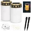 ASOFTY 2 pezzi luce solare a LED per tomba, luce solare con 2 picchetti e 4 adesivi, resistente alle intemperie, candele per cimitero, candele a energia solare, candele da cimitero, per decorazione