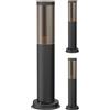 ledscom.de 3x lampada da vialetto/lampada a paletto/lampada da giardino PORU per esterni, effetto fumé, IP44, 39 cm, nera, 1x E27 max. 40W