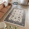 TAPISO Dubai Tappeto Tradizionale Pelo Corto Soggiorno Design Classico Cornice Motivo Floreale Ornamenti tonalità Grigio Crema Salotto Sala Camera Ufficio Oeko-Tex 60 x 100 cm