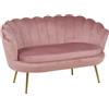 IlGruppone Divano Due 2 Posti in Velluto Forma Conchiglia Gambe in Metallo 133x63x75 Cm Camera Soggiorno Ufficio - Rosa Antico