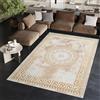 TAPISO Ares Tappeto Pelo Corto Lucido Design Moderno Motivo Astratto Sfumato Cornice Cerchio Sfumature Oro Beige Salotto Sala Camera Soggiorno Sicuro Oeko-Tex. 200 x 300 cm
