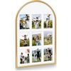 KORAT - Cornice Portafoto Multiplo in Metallo Oro Stile Modern Glam - Portafotografie Collage da Parete 39,5x64cm Vetro Protettivo 9 foto da 10x15cm, Design Moderno Regency Luxury, Arredo Casa,Salotto