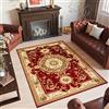 TAPISO Yesemek Tappeto Soggiorno Tradizionale Pelo Corto Design Vintage Motivo Floreale Classico Ornamenti tonalità Rosso Vino Salotto Sala Camera Ingresso Oeko-Tex 70 x 140 cm