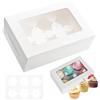 ZMDMAH 12 scatole per dolci in cartone, 6 fori, 24 × 16 × 7,5 cm, scatole per biscotti, rettangolare, porta cupcake per cupcake, muffin, dessert