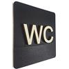 Manschin-Laserdesign Targhetta per WC nera in legno, con immagine stilizzata di uomo e donna, 14 x 14 cm, Legno, Nero , 14 x 14 cm