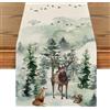 Artoid Mode Runner da tavola con cervi, volpi, pini e neve, decorazione natalizia invernale per la cucina e la sala da pranzo, ideale per la decorazione della casa e delle feste, 40x180 cm