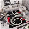 TAPISO Qmega Tappeto Soggiorno Pelo Corto Design Moderno Motivo Astratto Geometrico tonalità Nero Rosso Salotto Sala Camera Cameretta Ufficio Oeko-Tex 80 x 150 cm