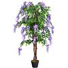 COSTWAY Pianta Finta da Interno da 150 cm, Albero con Glicine Artificiale in Vaso da Interno ed Esterno, Pianta Artificiale per Salotto, Camera da Letto e Balcone