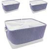 Mangata Cestini Portaoggetti in Tessuto, set di 3 Cestini Portaoggetti in Tela 50 x 40 x 30 cm, per Mensole, Armadio, Guardaroba (Strisce Blu, XXL)