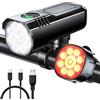 Rolgno Super Luminose Luci Bicicletta LED, Alluminio Robusto Luce Bici, 8+7 modalità & USB Ricaricabile Luce Bicicletta Anteriore e Posteriore, IP65 Impermeabile Fanali Bici per Notturna/Campeggio