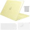MOSISO Custodia Glitter Compatibile con MacBook Neo 13 pollici Cover Modello A3404 Versione 2026 con Chip A18 Pro, Case Rigida Anti-rottura&Copritastiera&Pellicola&Borsa Porta Oggetti, Giallo Agrume