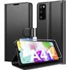 Eirltiy Cover per Samsung Galaxy A41 Portafoglio Pelle PU Premium, Custodia Scomparti Carte Antiurto Protettiva Case con 1 Vetro Temperato, Nero
