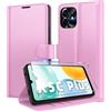 Eirltiy Cover per Honor X5C Plus Portafoglio Pelle PU Premium, Custodia Scomparti Carte Antiurto Protettiva Case con 1 Vetro Temperato, Rosa