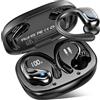 Rulefiss Cuffie Bluetooth Sport, 75 Ore Auricolari Bluetooth 5.4 con 4 ENC Mics, Stereo Cuffie Wireless Antirumore, IP7 Impermeabili Cuffiette Bluetooth con Display LED, Cuffie Senza Filo per Palestra/Running