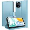 Eirltiy Cover per Honor X5C Plus Portafoglio Pelle PU Premium, Custodia Scomparti Carte Antiurto Protettiva Case con 1 Vetro Temperato, Blu