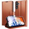Eirltiy Cover per Samsung Galaxy A14 5G Portafoglio Pelle PU Premium, Custodia Scomparti Carte Antiurto Protettiva Case con 1 Vetro Temperato, Marrone