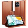 Eirltiy Cover per Honor X5C Plus Portafoglio Pelle PU Premium, Custodia Scomparti Carte Antiurto Protettiva Case con 1 Vetro Temperato, Marrone