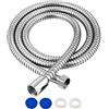 NORTHERN BROTHERS Tubo doccia universale in acciaio inox, 1,75 m, cromato, anti-piegamento, con 2 rondelle