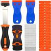 Aoyfuwell Set (120 fogli) spatola in ceramica, raschietto extra lungo per vetroceramica e forno, manico antiscivolo, sistema di cambio rapido, ideale per grasso, colla ed etichette (arancione)