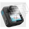 GIOPUEY [4 Pezzi Vetro Temperato Compatibile con GoPro Max 2 (2025), Vetro ad Alta Trasmittanza, Resistente ai Graffi, Cover Compatibile, Pellicola Prottetiva