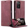 WJXEXRS Cover per Xiaomi Redmi Note 11 4G / Note 11S / Note 12S 4G, Custodia in Pelle Premium, Supporto Slot per Schede, Portafoglio Kickstand Flip Wallet Magnetica Custodie Porta Carte, Vino Rosso