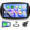 Rimoody 6G+128G 8 Core Android Autoradio per Smart Fortwo 453 2014-2020, 9 Pollici Schermo Auto Radio co Carplay Android Auto Senza Fili Bluetooth FM/RDS/EQ/DSP WiFi GPS Panoramica a 360° Retrocamera