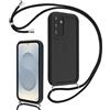 Coalbooliy Cover per Samsung Galaxy S26 Plus con Cordino per Cellulare, Custodia Silicone con Regolabile Collana Sottile Morbida Case Protezione della fotocamera Antiurto con Necklace, Nero