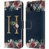 Head Case Designs Licenza Ufficiale Nature Magick Letter H Monogramma Floreale Oro Navy Custodia Portafoglio in Pelle Compatibile con Apple iPhone 15 Plus