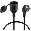 AXFEE Cavo di Prolunga, con Spina 90° Angolata, Prolunga con Contatto di protezione, Con Prese Cavo di Prolunga (250 V/16 A), 1M Nero