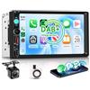 Rimoody DAB/DAB+ Autoradio 2 Din con Senza Fili Carplay, 7 Pollici 2 Din Radio Auto con Schermo HD con Bluetooth, FM/RDS, EQ, Type-C Comandi al Volante Telecamera Posteriore