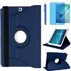 R.SHENGTE Custodia per Samsung Galaxy Tab A 9.7 pollici 2015 (SM-P550 SM-T550 SM-T555) - Rotazione di 360 gradi Custodia protettiva completa per supporto,Con Penna Stilo, Pellicola Per Schermo (Deep Blue)
