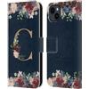 Head Case Designs Licenza Ufficiale Nature Magick Letter C Monogramma Floreale Oro Navy Custodia Portafoglio in Pelle Compatibile con Apple iPhone 15 Plus