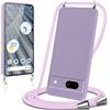 Knrlqim Cover per Google Pixel 7a 5G con Cordino Custodia con Laccio Collana Tracolla Collo Corda Regolabile Liquido Silicone Antiurto AntiGraffio Protettiva Case per Google Pixel 7a 5G,Viola Lilla