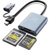 ROCKETEK Lettore di schede CFexpress Tipo B e SD USB3.2 Gen2 10Gbps,Alluminio USB-C a USB-A CF express Type-B & SD Card Reader Lettore SD Adattatore Lettore CF express Type B per Windows/Mac OS/Linux/Android