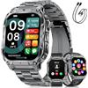 LIGE Smartwatch Uomo Militare 2.0 con Chiamate Bluetooth, Batteria 1000mAh, Torcia LED, Bussola, 100+Modalità Sportive, IP68 Impermeabile, Ossigeno nel Sangue/Sonno, 3 Cinturini, Android iOS