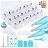 AiQInu Beccucci Sac a Poche Professionali 76Pcs,Sac a Poche in Silicone Riutilizzabile Lavabile, Saccapoche per Dolci, Sacca a Poche per Dolci,Kit Pasticceria con Beccucci per Torte Cupcakes Biscotti