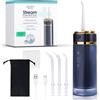 ZENT Idropulsore dentale portatile, Irrigatore orale da viaggio, Tecnologia rotante avanzata 360°, 3 testine speciali, Pressione regolabile, Rimozione della placca, Dimensioni compatte, Blu