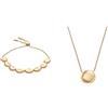 Skagen Collana e bracciale da donna Kariana, acciaio inossidabile tonalità oro, Set