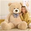 MorisMos 140 cm Orso Peluche Gigante, XXL Marrone Orsacchiotto Peluche Grande, Kawaii Morbido Orsetto di Peluche Teddy Bear Regalo per Bambino Fidanzata Lei Lui Compleanno Decorazioni