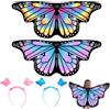 EQLEF Ali da Farfalla Bambina, 2PCS Arnevale Farfalla Fata Ali con Fascia Bambini Mantello con Ali di Farfalla Carnevale Mantelli e Ali Per Ragazze Fancy Dress Party Play 3-6 Anni (colorato+blu)