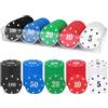 MINISOISO 100 Pezzi Set da Poker Chips in Plastica, Gettoni di Gioco, Gettoni del Casinò, Gettoni di Bingo, Set di Fiches Poker con Scatola per Contare Matematica Apprendimento e Divertimento