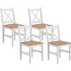 Set 4 Sedie Per Cucina E Soggiorno Con Schienale A Croce, In Legno Di Pino, 41x46.5x86 cm