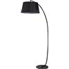 Lampada Da Terra Ad Arco Con Paralume In Tessuto E Interruttore A Pedale, Ø47x105x190cm, Nera