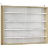 Bacheca Portaoggetti A 4 Ripiani Regolabili In Legno Con Ante In Vetro, 80x9.5x60 Cm, Bianco E Color Legno