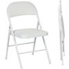 Set 2 Sedie Pieghevoli Imbottite In Finta Pelle Pu E Metallo, 45x46x78 Cm, Bianco