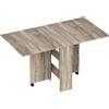 Tavolo A Ribalta Con 2 Ripiani Inferiori Per 6 Persone Max, In Legno 140x75x74 Cm, Grigio